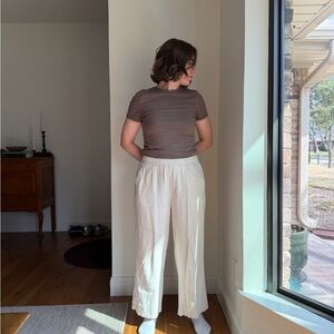 Old Navy Cream Wide Leg Linen Pants